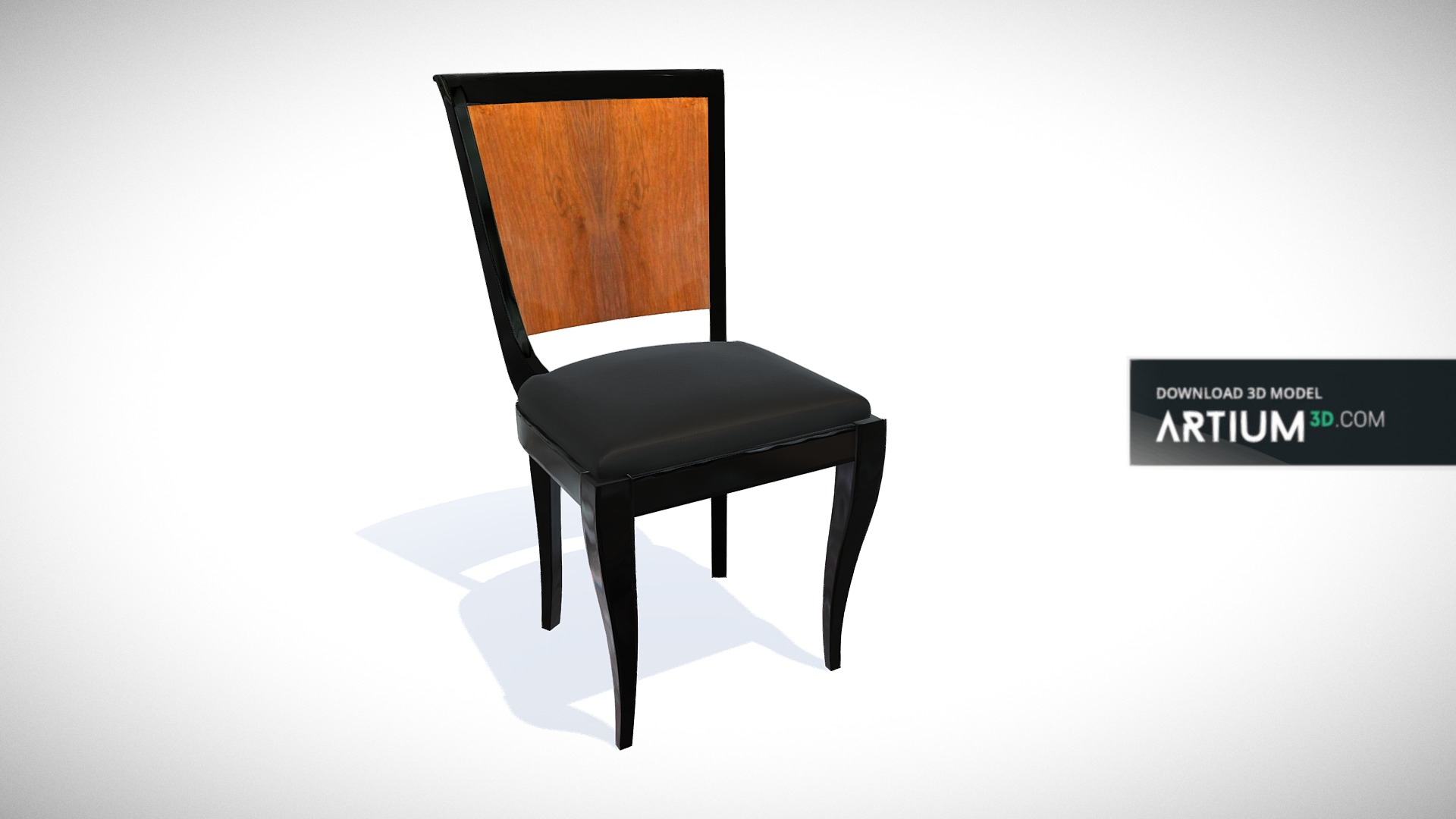 3D model Chair – Art Deco 1920 - This is a 3D model of the Chair – Art Deco 1920. The 3D model is about a black chair with a white background.