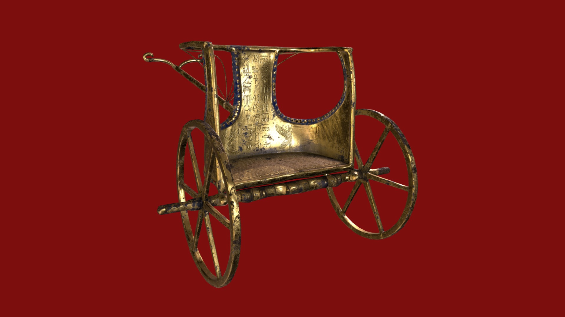3D model Golden Ancient Egyptian Chariot - This is a 3D model of the Golden Ancient Egyptian Chariot. The 3D model is about a gold and silver trophy.
