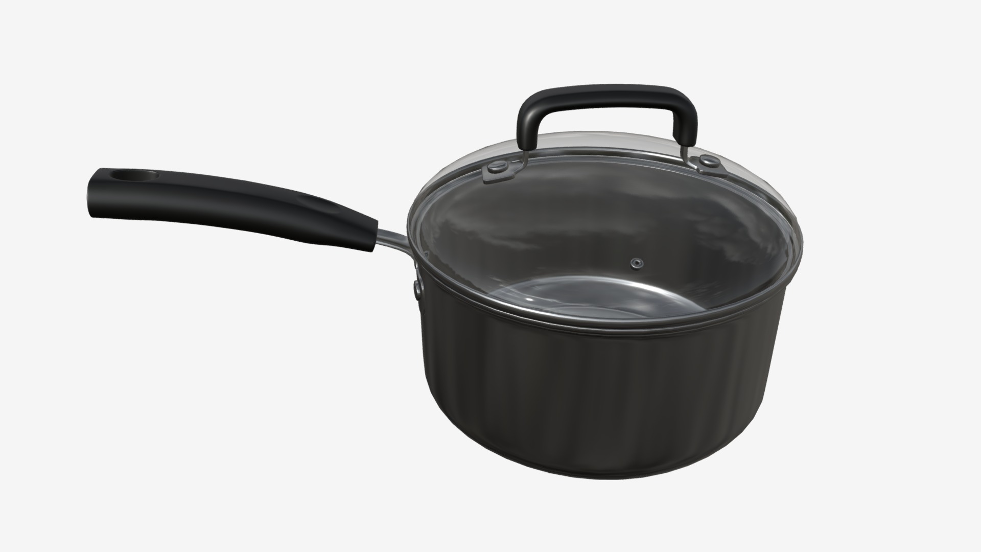 3D model kitchen pot - This is a 3D model of the kitchen pot. The 3D model is about a black cooking pot.