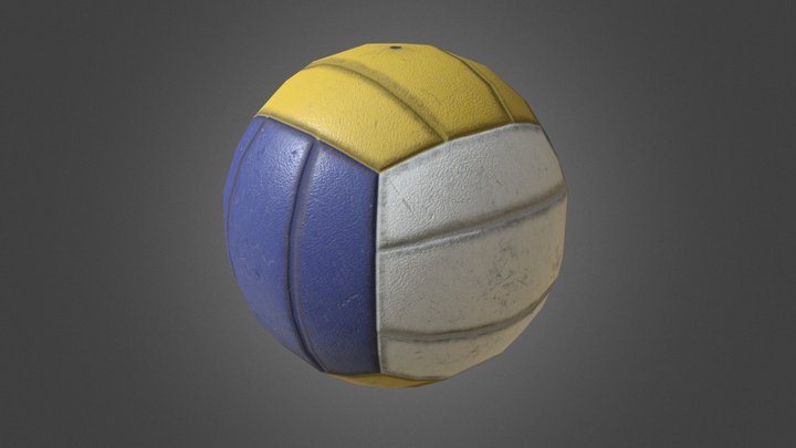 Used Beach Volleyball Ball Low Poly PBR Model 3D Model