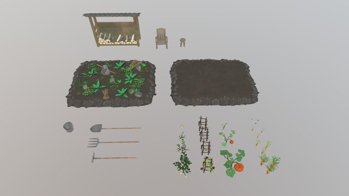 Cottage garden props 3D Model