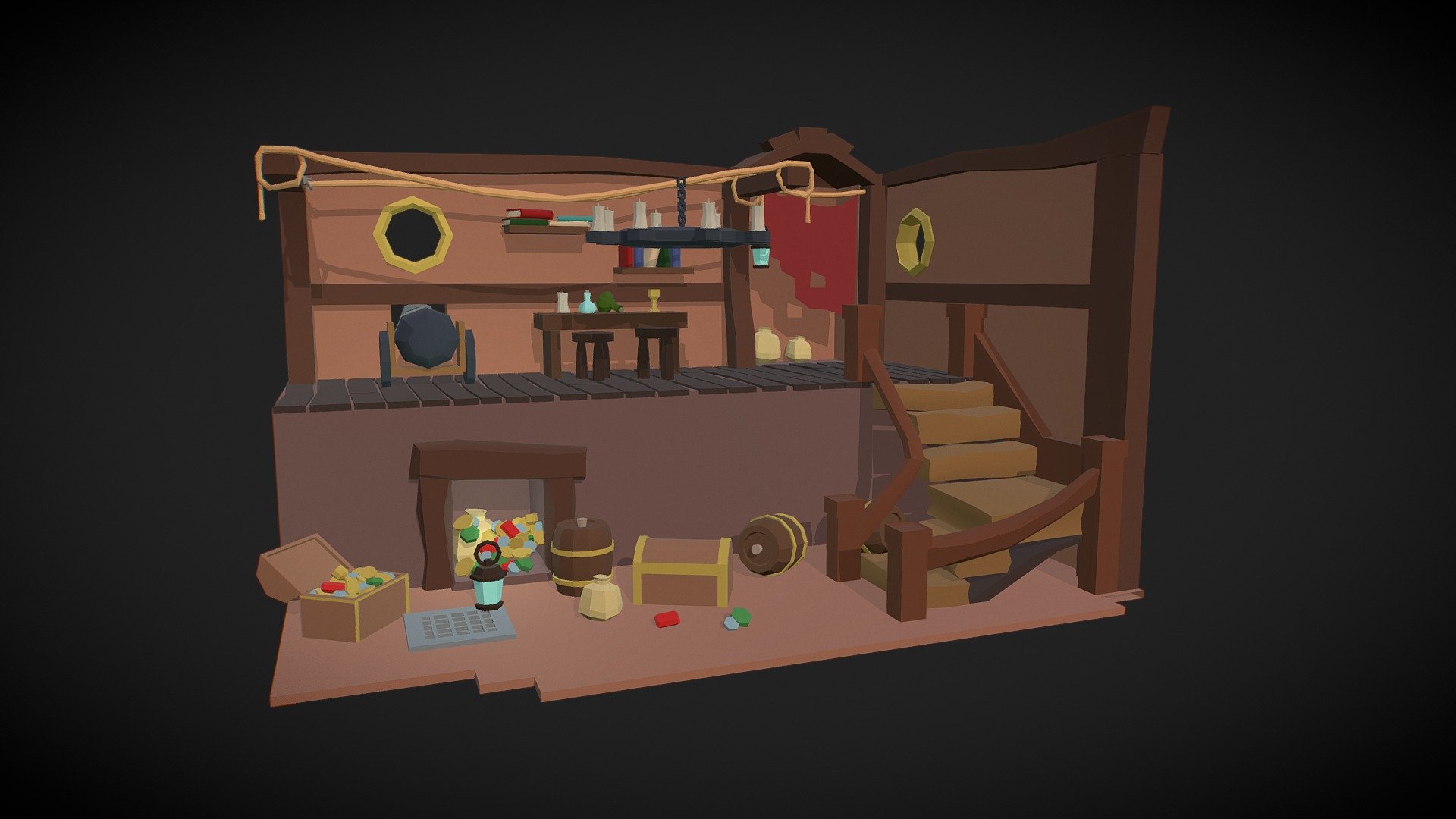 Low poly pirate scene - 3D model by mariaver [61ae94f] - Sketchfab