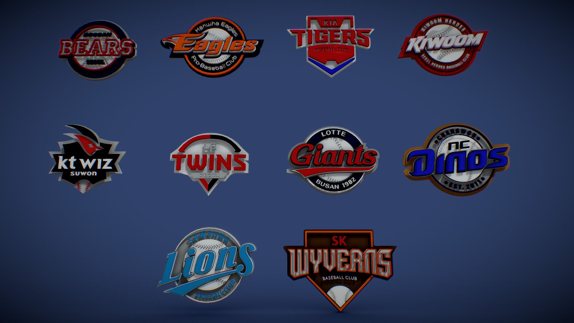 KBO League all teams printable keychan logos - Buy Royalty Free 3D ...