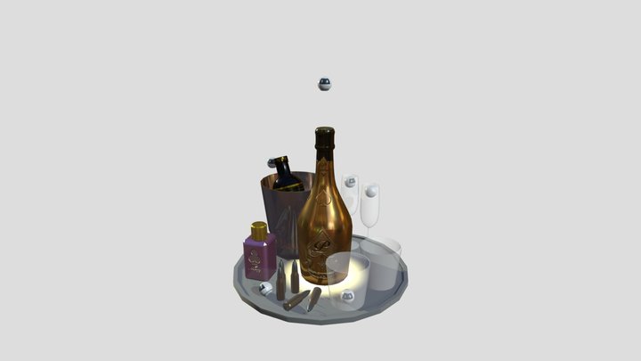 Cyber Champagne Set 3D Model