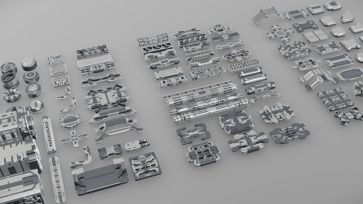 Sci-Fi Greebles Collection II 3D Model