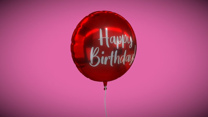Mylar Round Happy Birthday Balloon 3D Model