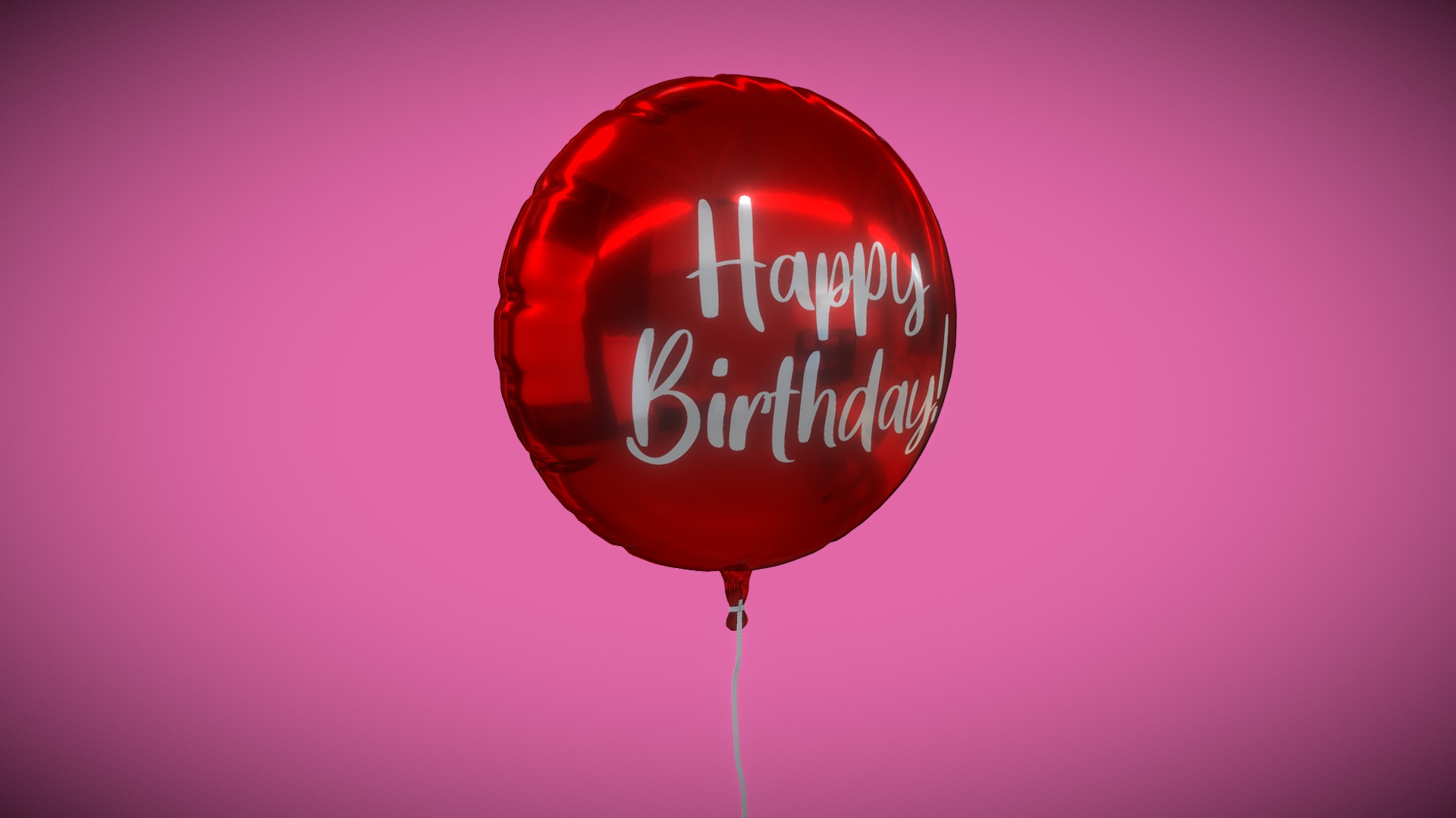 3D model Mylar Round Happy Birthday Balloon - This is a 3D model of the Mylar Round Happy Birthday Balloon. The 3D model is about a red balloon with a white text.