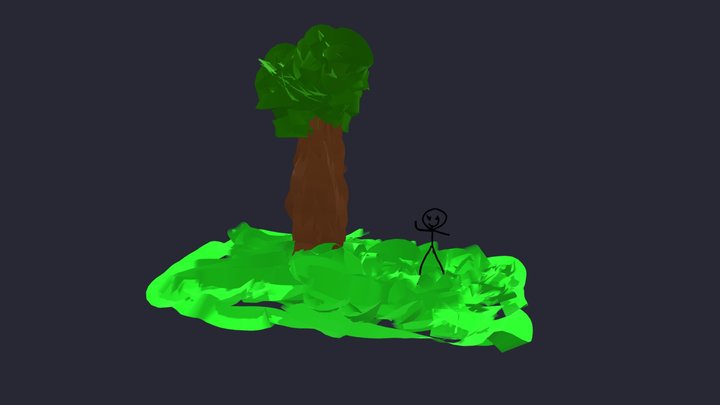 Tree with stickman 3D Model