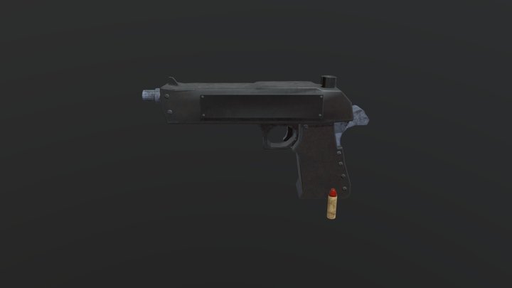 Gun And Bullet 3D Model