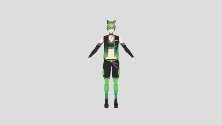 Green Catboy - VRChat Model 3D Model