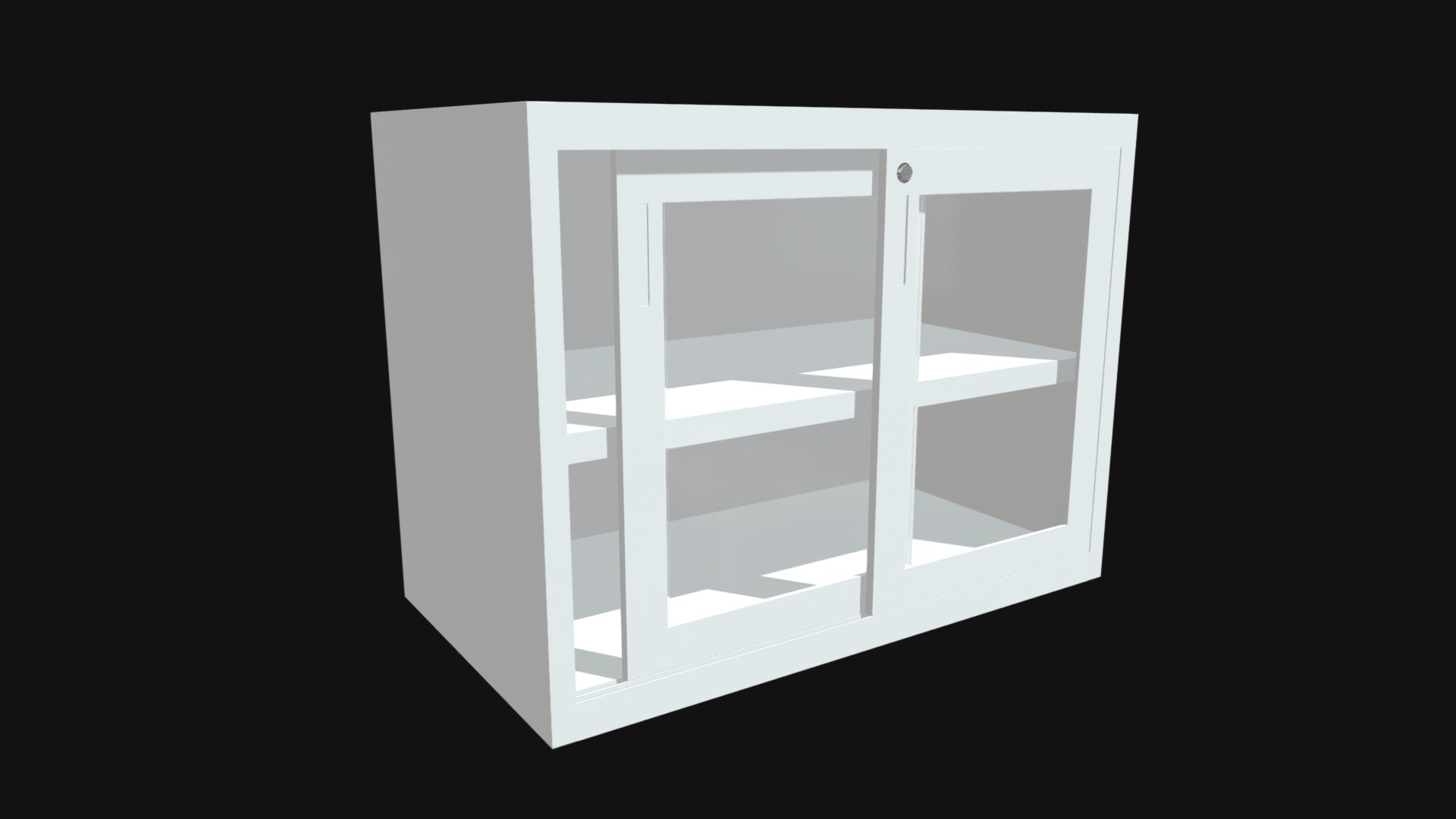 3D model Filing cabinet with glass doors - This is a 3D model of the Filing cabinet with glass doors. The 3D model is about a white frame with a black background.