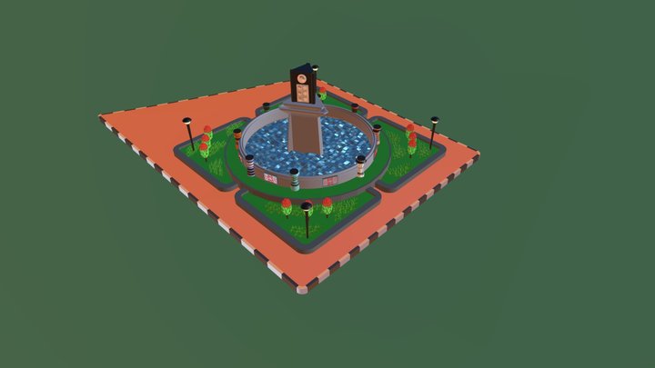 monument Adipura in low poly 3D Model