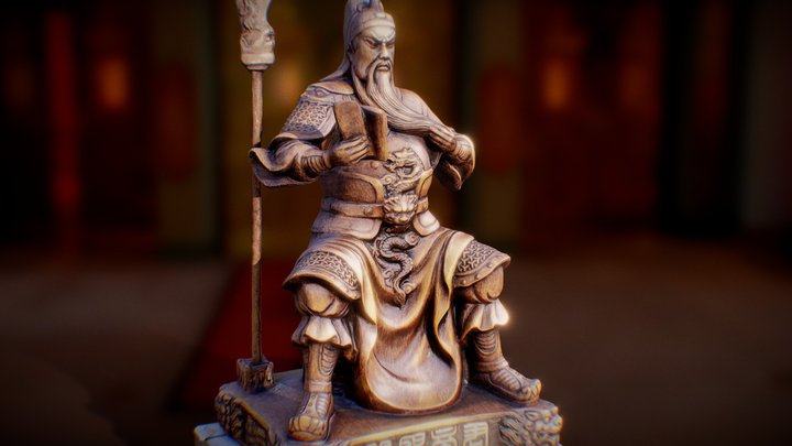 关公木雕_低模20000面 3D Model