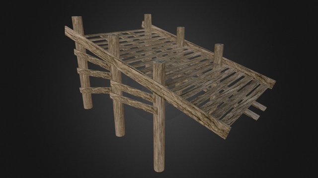 Wooden Bridge Stairs 3D Model