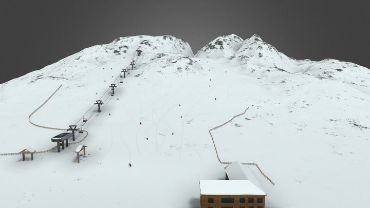 Mountain Resort Low Poly Shymbulak DEMO 3D Model