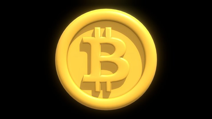 Bitcoin or BTC Crypto Coin with cartoon style 3D Model