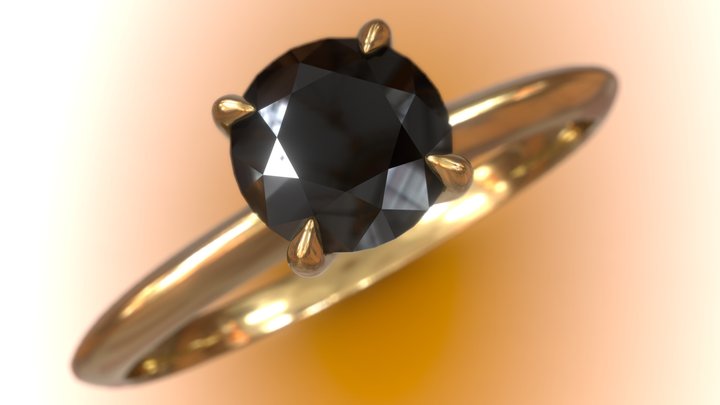 Black Diamond Solitaire Engagement Ring