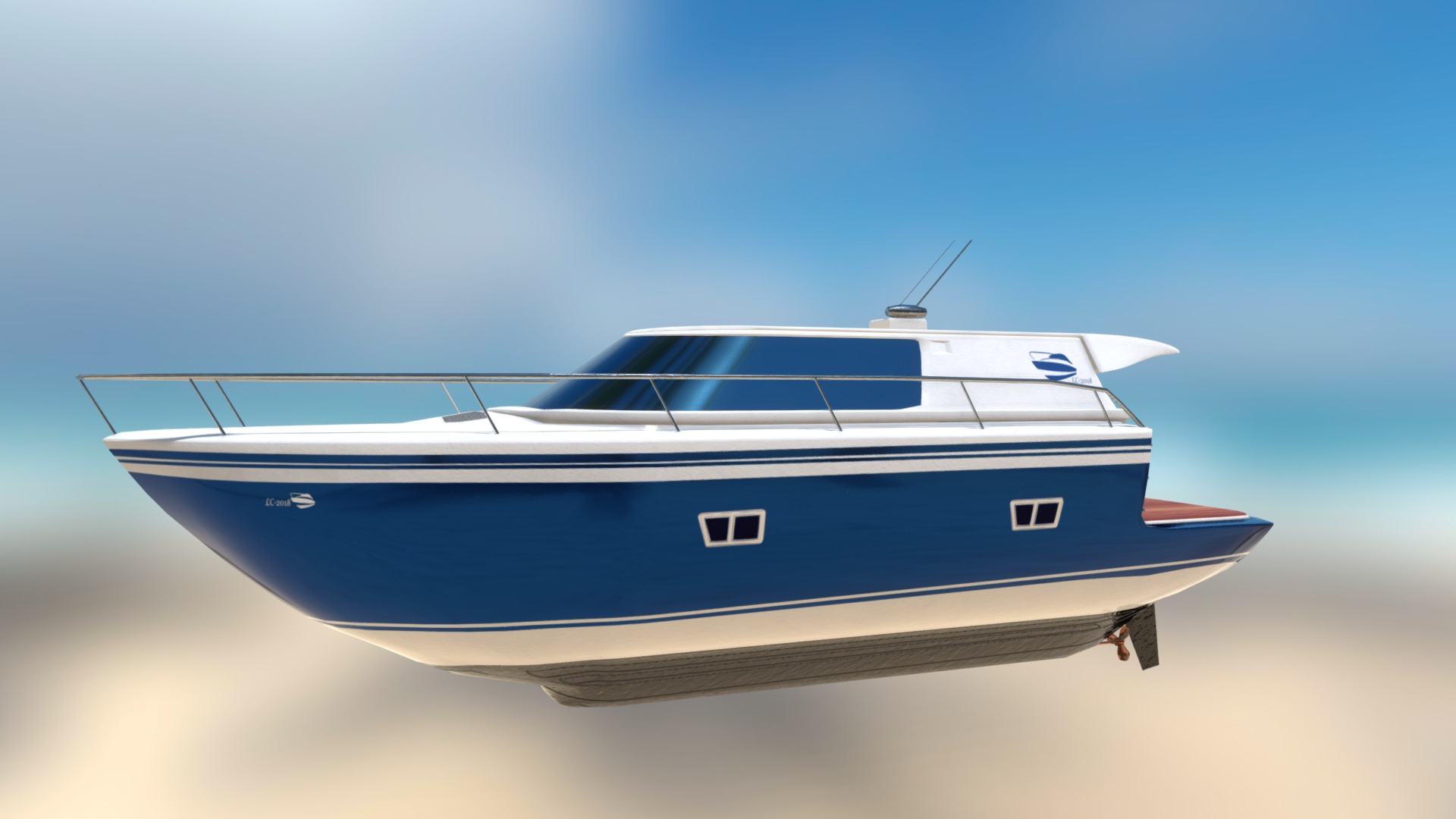 3D model Sport Yacht - This is a 3D model of the Sport Yacht. The 3D model is about a boat on the water.