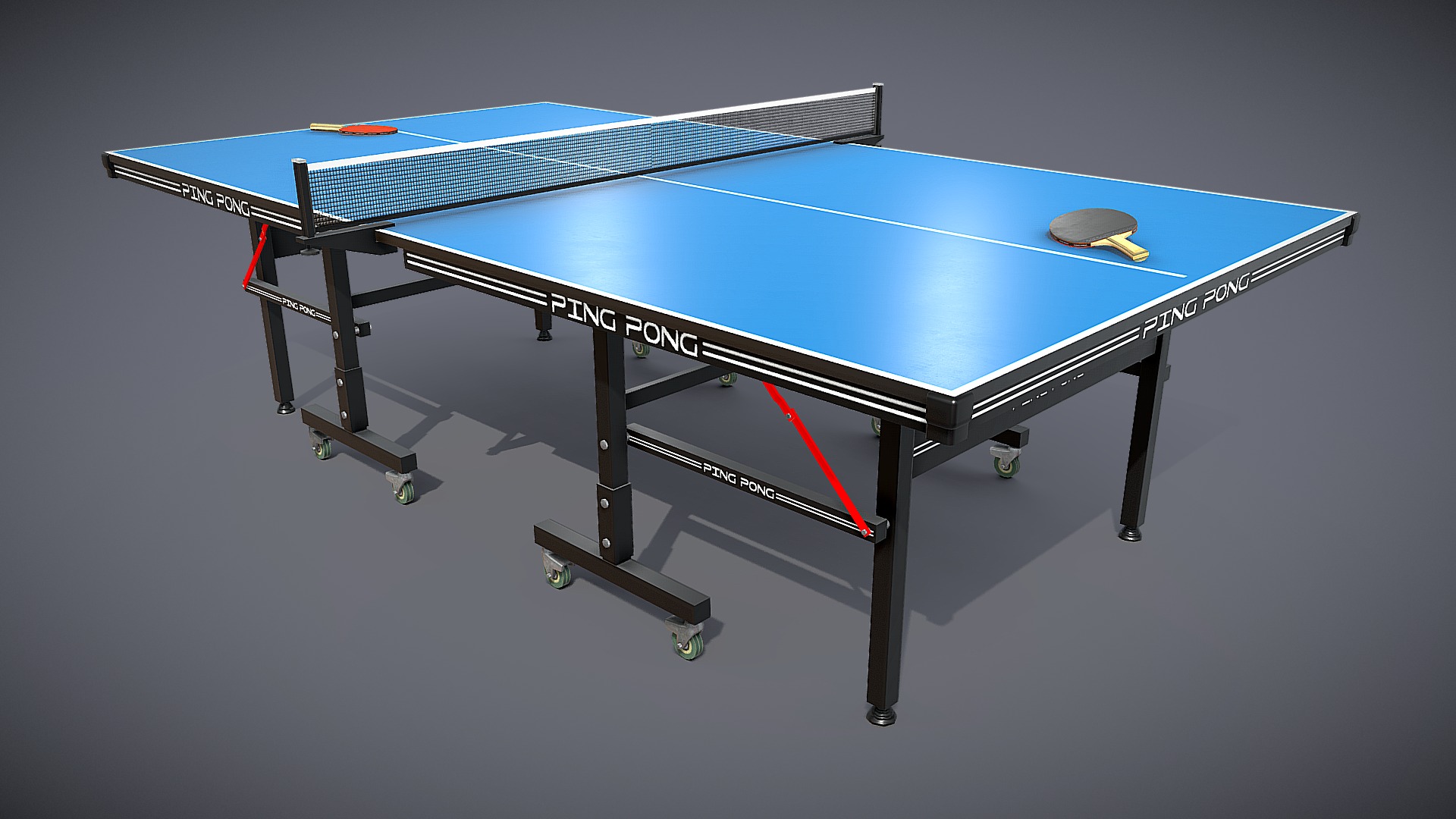 3D model Ping Pong PBR - This is a 3D model of the Ping Pong PBR. The 3D model is about a table with a blue table top.