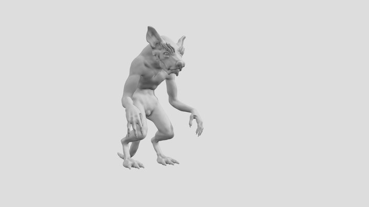 Bipedal Rat Creature (WiP) 3D Model