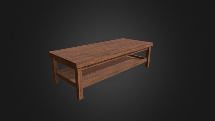 Wooden Rectangular Coffee Table 3D Model