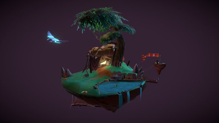 Diorama Sky Fisherman 3D Model