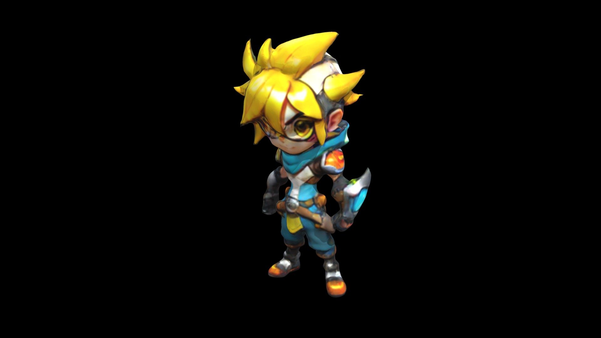 a cartoon character with yellow hair and blue - Download Free 3D model ...