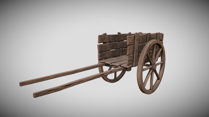 Old wooden cart (revamp) 3D Model