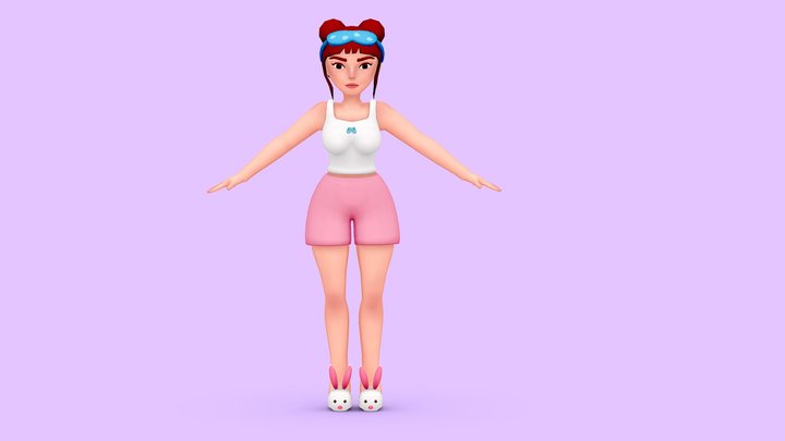 Rigged Girl With Pajamas 3D Model