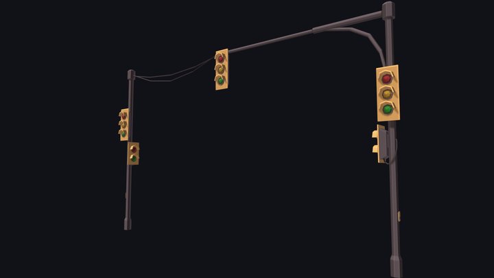 Low Poly Traffic Lights 3D Model