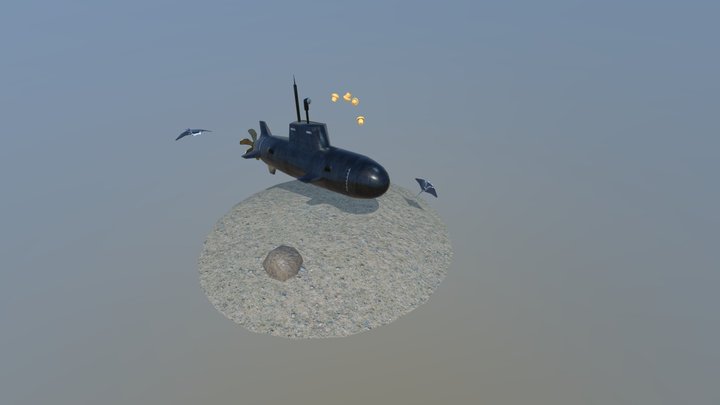 Submarine and aquatic life 3D Model