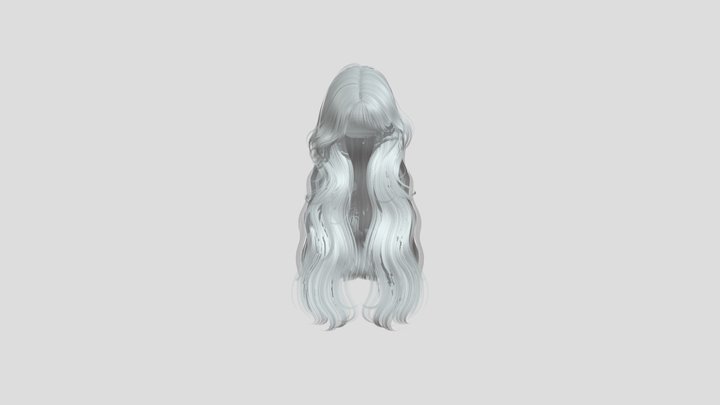 White_long_wavy_hair 3D Model
