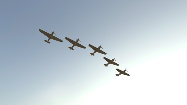 Hawker Hurricane's In Formation 3D Model