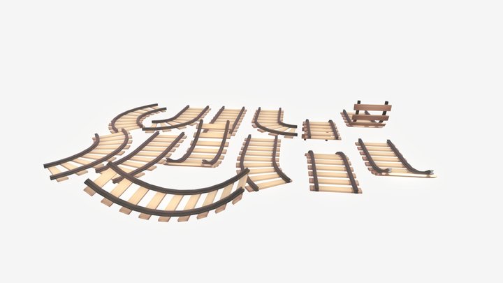 Train Tracks 3D Model