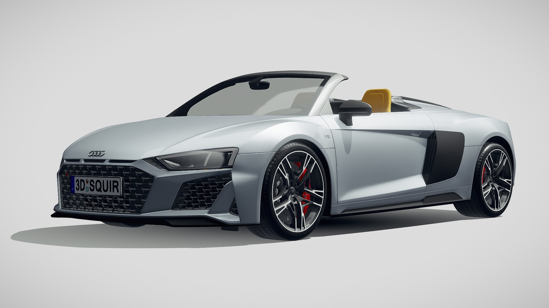 3D model Audi R8 Spyder 2019 - This is a 3D model of the Audi R8 Spyder 2019. The 3D model is about a silver sports car.