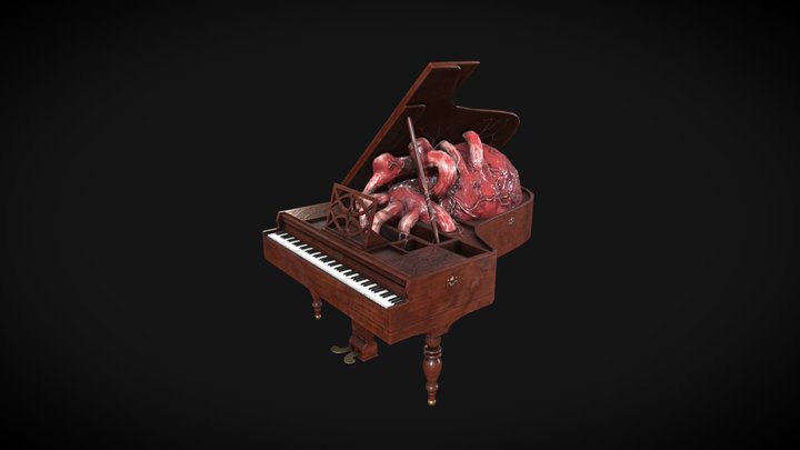 Heart Grand Piano 3D Model