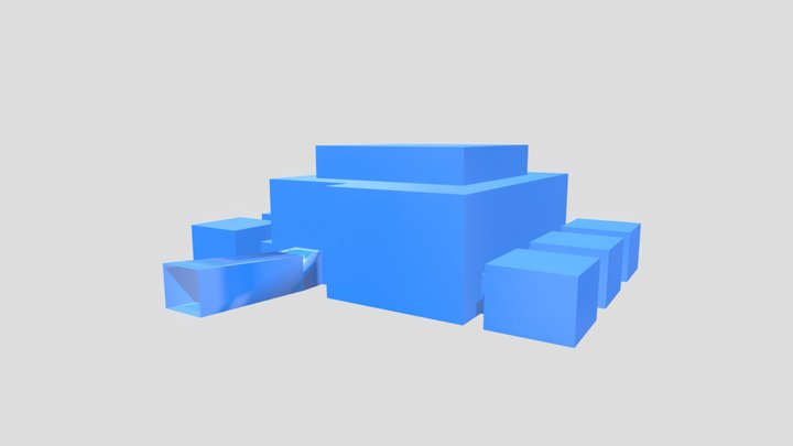 mono tag shop with holes and doors 3D Model