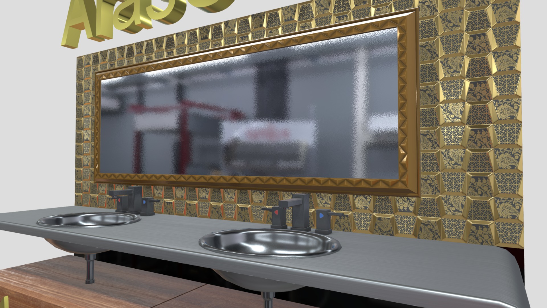 3D model Palmira BG Bath - This is a 3D model of the Palmira BG Bath. The 3D model is about a large mirror on a wall.