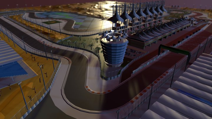 F1 Bahrain lowpoly circuit 3D Model