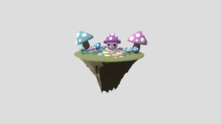 3D Stylized Fantasy Mushroom Island 🍄✨ – Gratis 3D-model STL