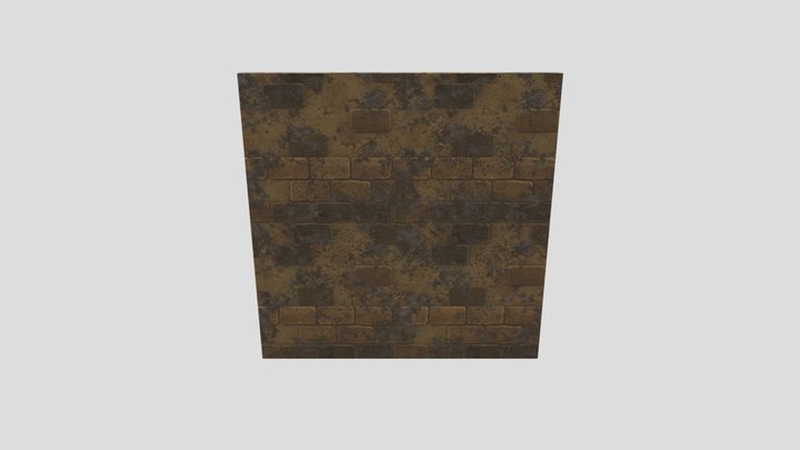 Dungoen wall (library) - Brown bricks 3D Model