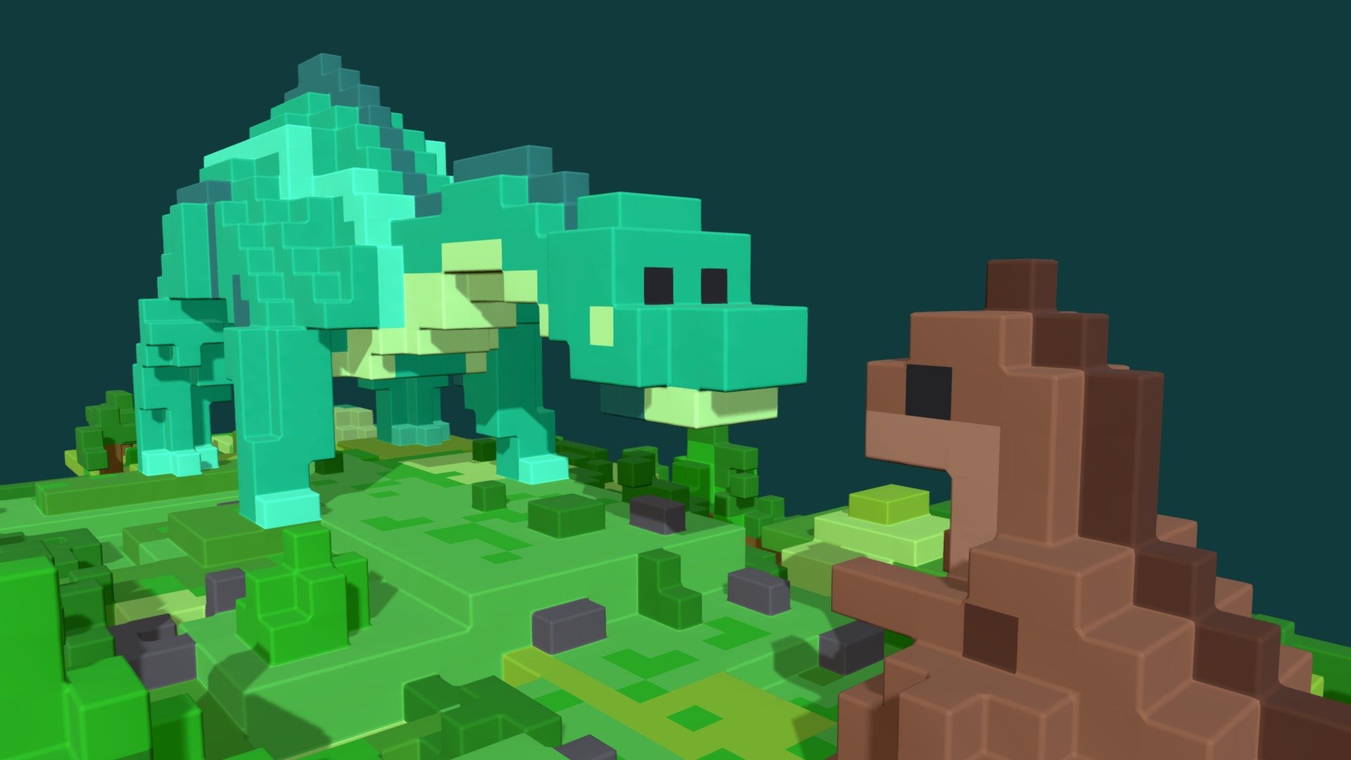 CoolPaintrVR Voxel DLC - Little dinosaurs — Sketchfab embed 3D viewer