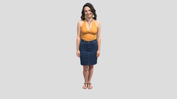 Orange Halter Top Denim Ensemble – Modèle 3D gratuit STL