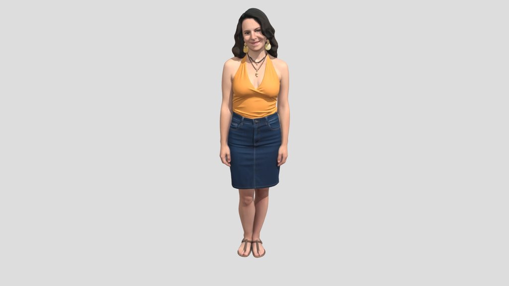 Orange Halter Top Denim Ensemble