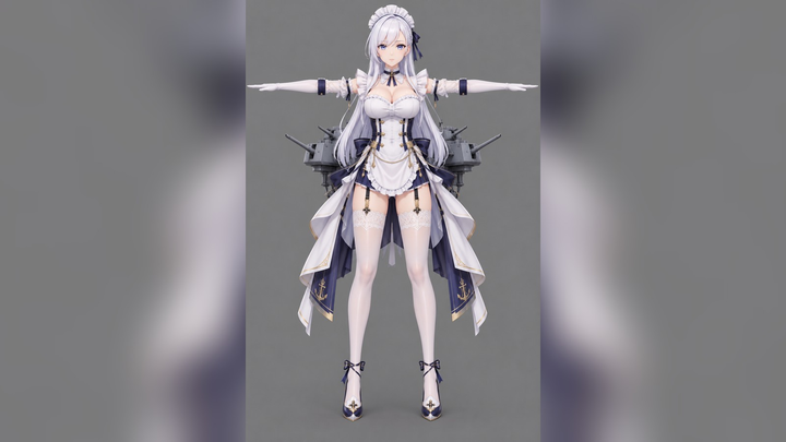 Belfast (Azur Lane) T-Pose 3D Model