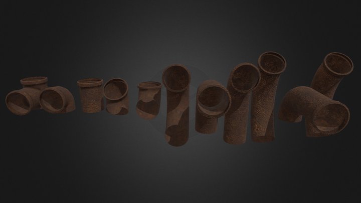 rusty modular pipes 3D Model