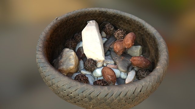 Cesto de pedras e sementes 3D Model