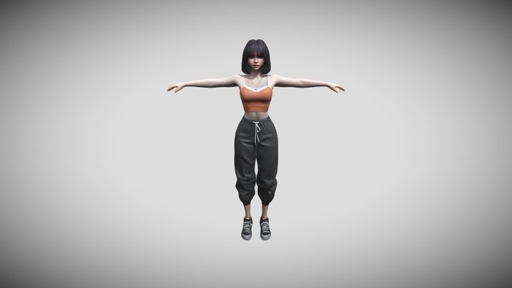 Female Character With Casual Clothing 3D Model