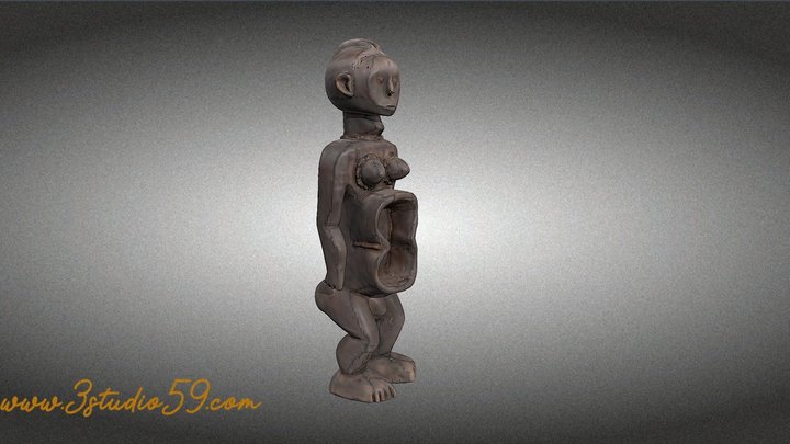 Koro Ngbene, copa antropomorfa de libaciones 3D Model
