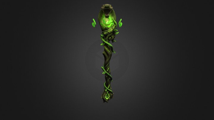 tylized Poison Serpent Staff - Game Ready